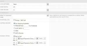 E-commerce Settings