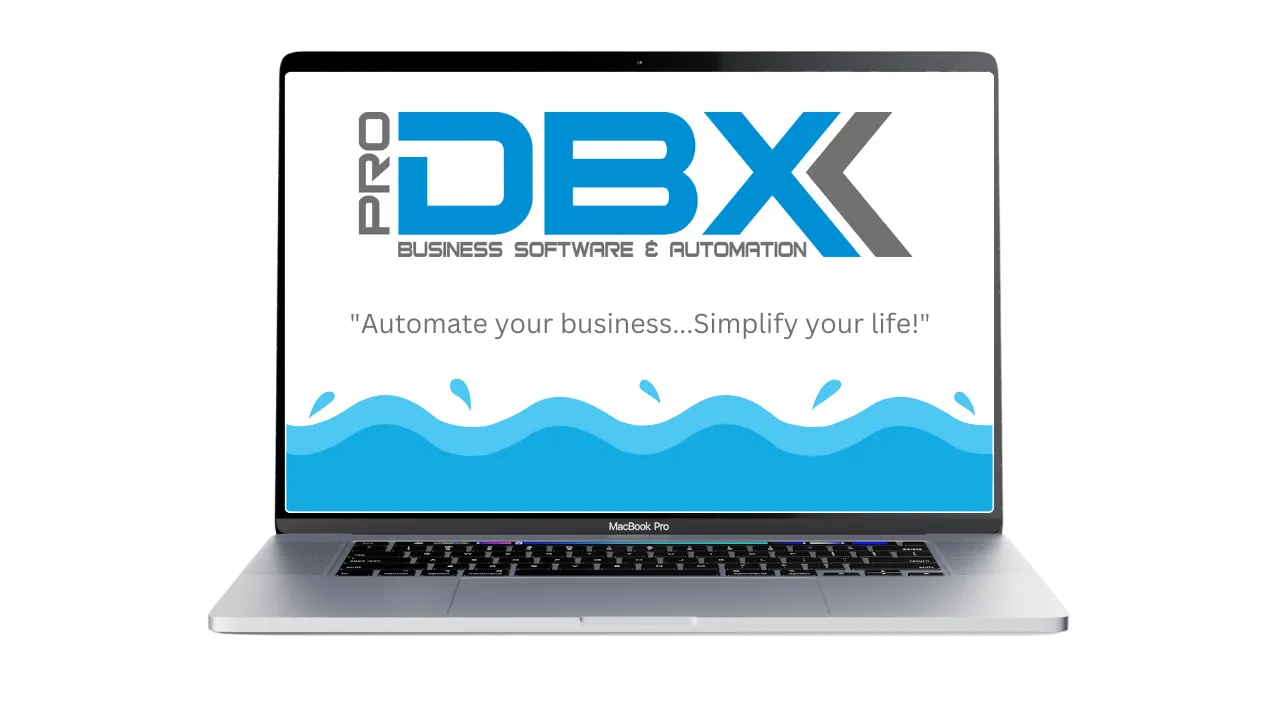 a laptop open with ProDBX software for pool builders