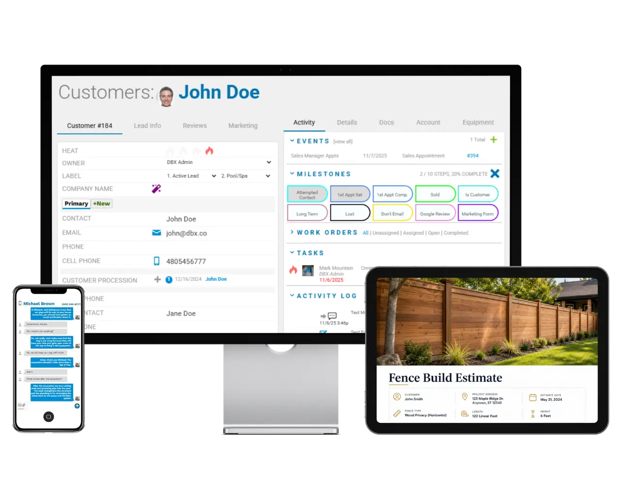 prodbx construction software device mockups