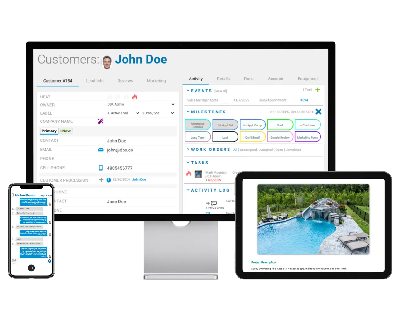 prodbx software devices pool quoting software shown on multiple devices